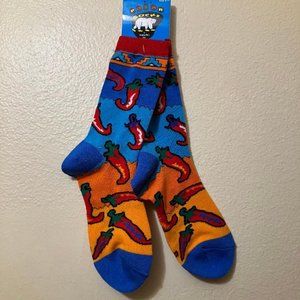 Vintage Polar Socks Colorful Chili Pepper Novelty Socks Fits Size 8-11 NEW